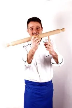 Studio shot of a boy wearing chef clothes Stock Photos