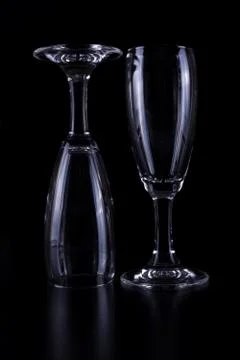 Studio shot of drinkware glasses on black background Stock Photos