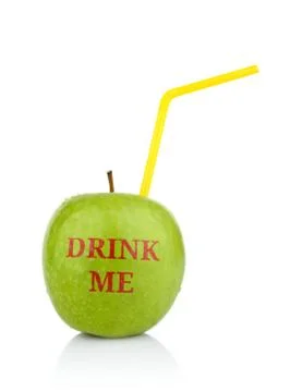 Studio shot of green apple with caption -apple isolated on a white background Stock Illustration