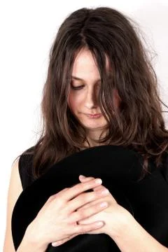Studio shot of a lady with hat Stock Photos