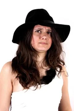 Studio shot of a lady with hat Stock Photos