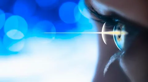 Studio shot of light beam coming from eye Stock Photos