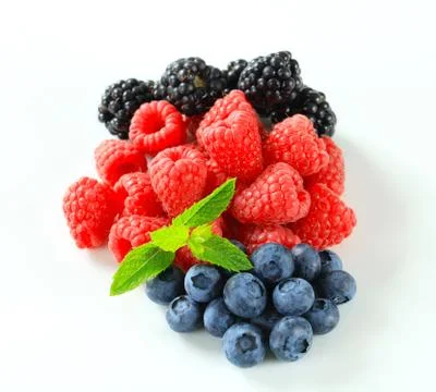 Studio shot of mixed berries Stock Photos