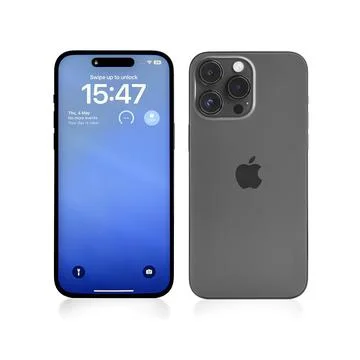 Studio shot of new Apple iPhone 14 Pro Max Space Black on a white background. Stock Photos