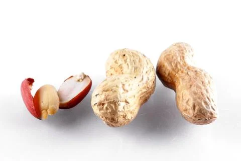 Studio shot of peanuts on white background Stock Photos