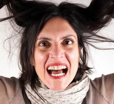 Studio shot of a screaming lady Stock Photos