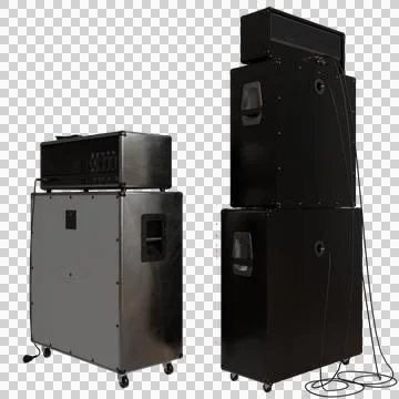 A studio shot shows two vertically stacked guitar amplifier cabinets Stock Photos