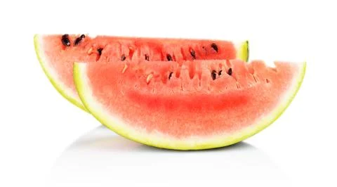Studio shot of slices and slice of watermelon isolated on a white background Stock Photos