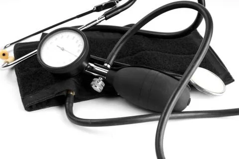 Studio shot of a sphygmomanometer with stethoscope Stock Photos