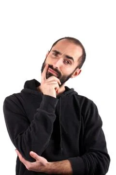 Studio shot of a thinking beard man Stock Photos