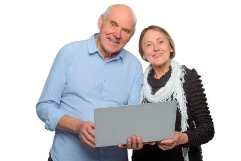 Studio shot of two happy old people Stock Photos