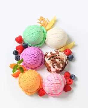 Studio shot of various types of ice cream Stock Photos