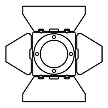 Studio spot lights Studio projector front view Spotlight Movie equipment Spot Stock Illustration