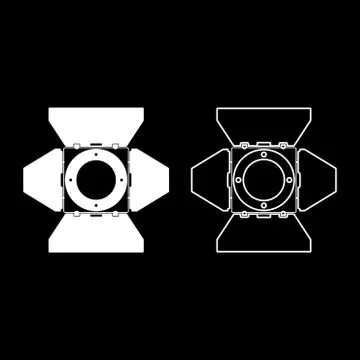 Studio spot lights Studio projector front view Spotlight Movie equipment Spot Stock Illustration