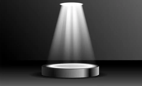 Studio with a spotlight and a shadow, a room with a minimum number of stands Stock Illustration