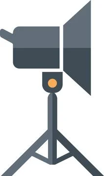 Studio spotlight continuous light stand flat icon Stock Illustration
