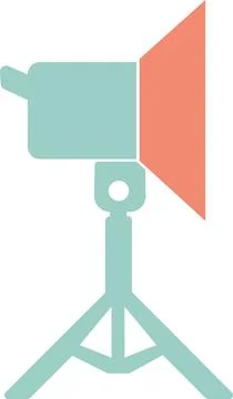 Studio spotlight continuous light stand icon element Stock Illustration