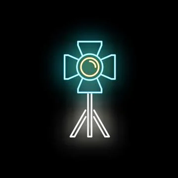 Studio spotlight icon glowing on a dark background Иллюстрация