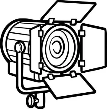 Studio spotlight lamp barn doors line art icon Иллюстрация