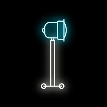 Studio spotlight light equipment neon glowing icon Stock Illustration