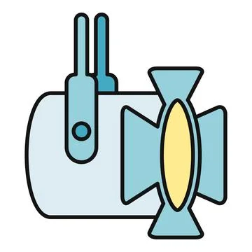 Studio spotlight projecting light for film production concept Stock Illustration