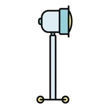 Studio spotlight standing on rolling light stand Stock Illustration