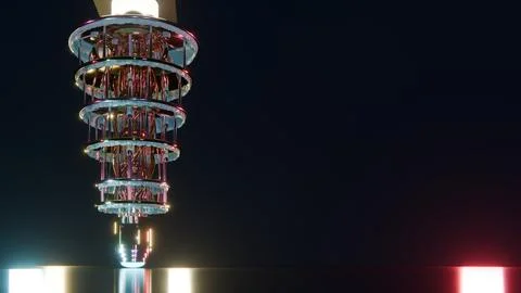 Studio Still of Golden Quantum Computer Chandelier, 4K Photo Stock Photos