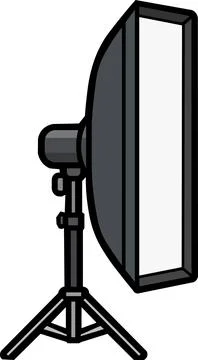 Studio stripbox softbox light stand icon Stock Illustration