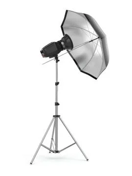 Studio strobe light flash with umbrella. イラスト素材