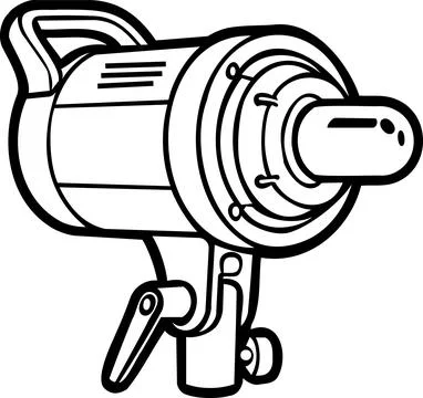 Studio strobe monobloc flash head line art icon Иллюстрация
