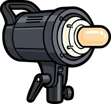 Studio strobe monobloc flash light head Stock Illustration