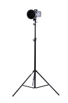 Studio strobe on white background. Stock Photos