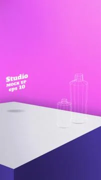 Studio table background.Vector,vivid purple product display block with bright 스톡 일러스트