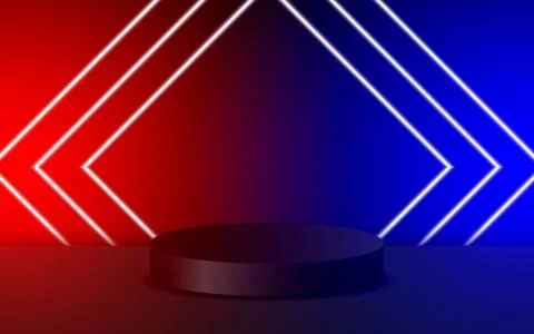 Studio template and round base with product highlight shelves. Empty studio.. Stock Illustration