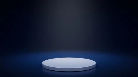 Studio template and white round shape pedestal on dark blue gradient background Stock Illustration
