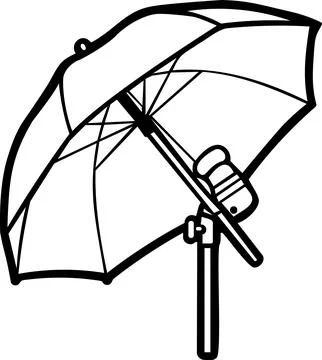 Studio translucent umbrella stand line art icon Stock Illustration