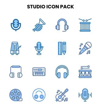 Studio Two Colour Bundle Icons Pack Stock-Illustration