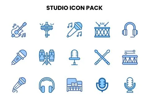 Studio Two Colour Bundle Icons Pack Stock Illustration