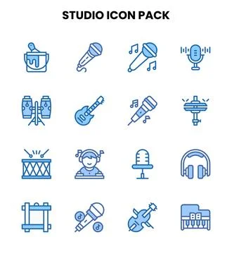Studio Two Colour Graphics Icons Pack Stock Illustration
