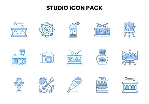 Studio Two Colour Icons Pack Stock Illustration