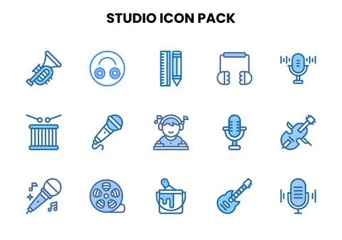 Studio Two Colour Icons Pack Stock Illustration