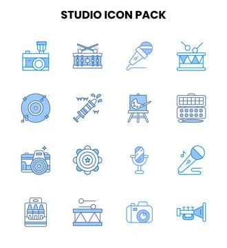 Studio Two Colour UI Icons Pack Stock Illustration