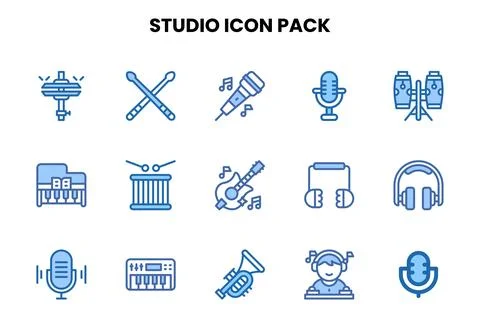 Studio Two Colour Vector Icons Pack Stock Illustration