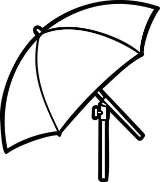 Studio umbrella reflector light stand line art icon Иллюстрация