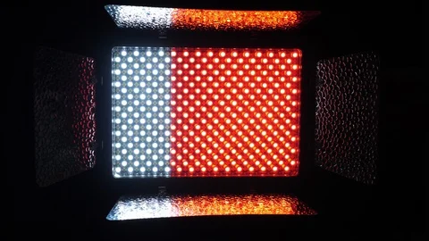 Studio Video LED Light Changing Colour Filters Red, Blue, Green, Orange, White Stock Footage 119125924