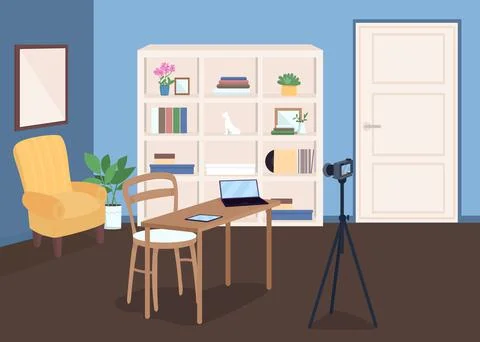 Studio for video recording flat color vector illustration Stockillustratie