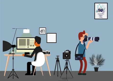 Studio work background model devices 库存插图