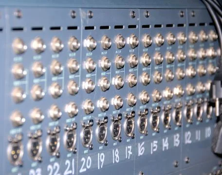 Studio xlr cables patch panel. Foto stock