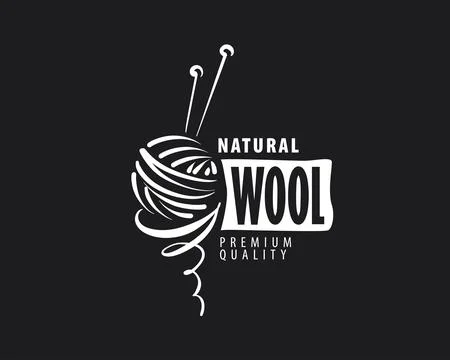 Studio yarn ball with knitting needles, compact workshop seal signaling Illustrazione stock