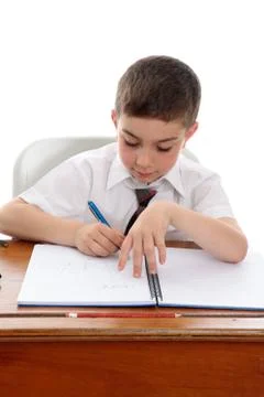 Studious boy doing school work Stock Photos